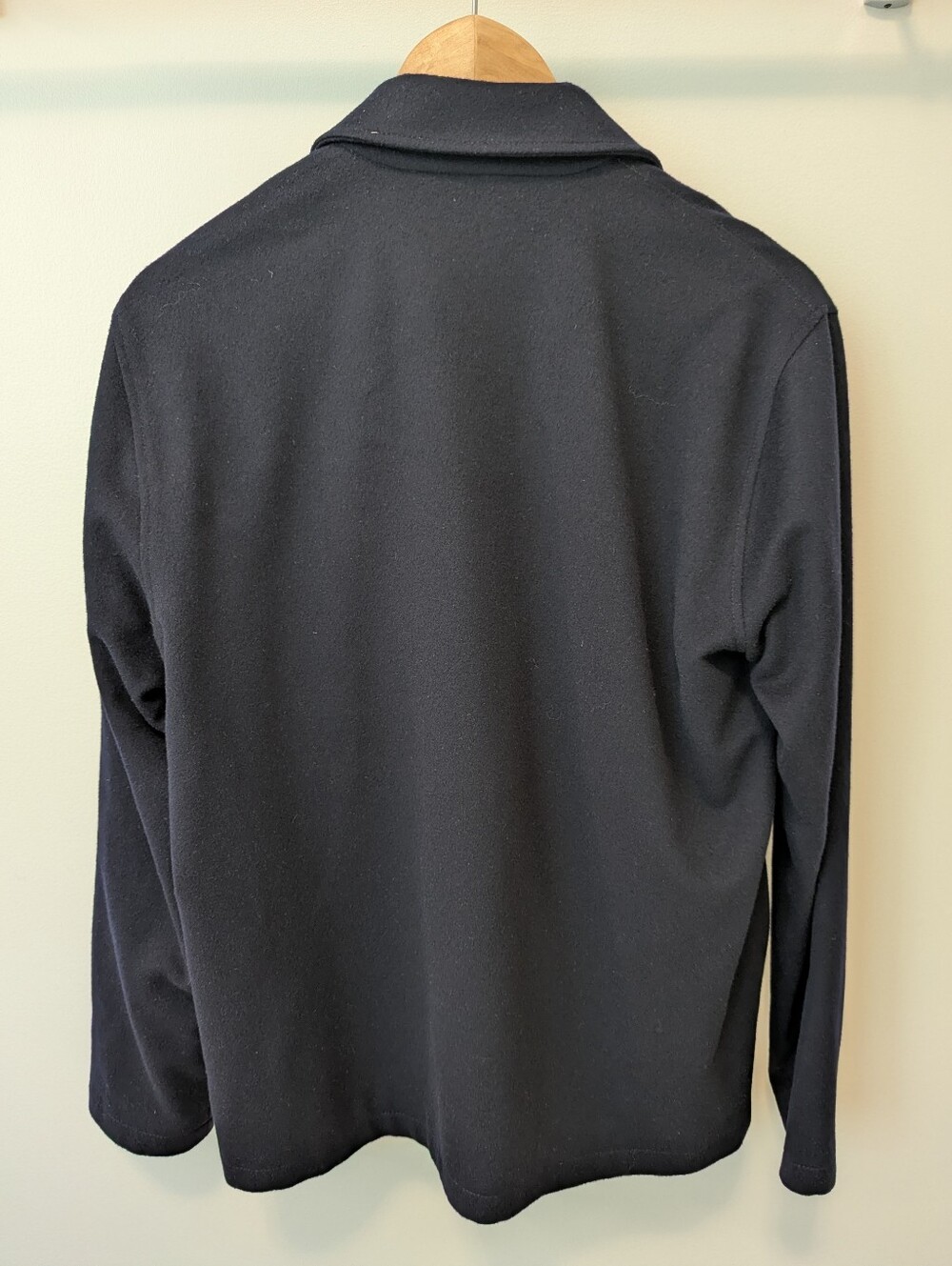 Men's Wool Navy Zip-Front Jacket - Picture 4 of 7